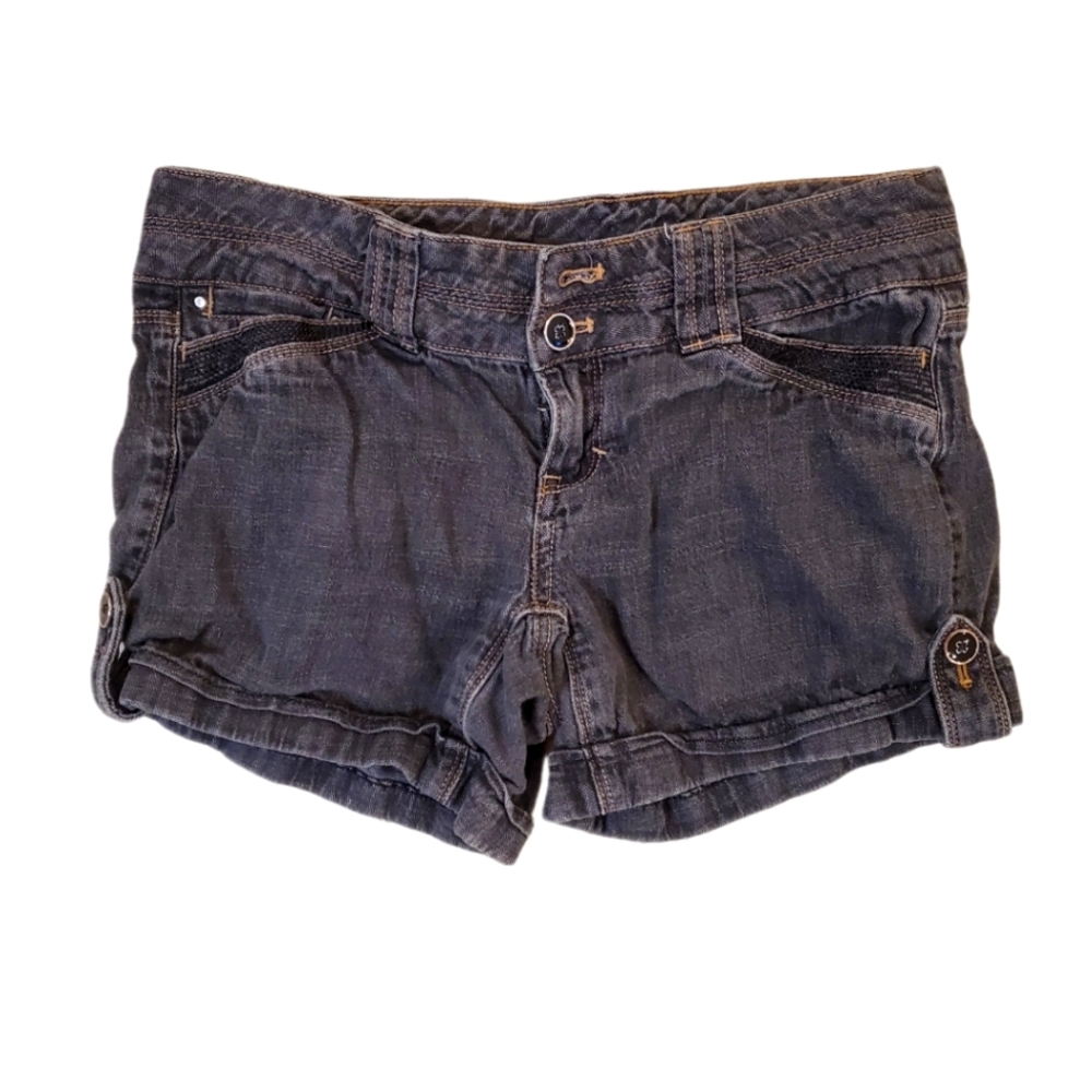 White House Black Market‎ WHBM 4" Shorts Black Cuffed Denim Pockets Size 00